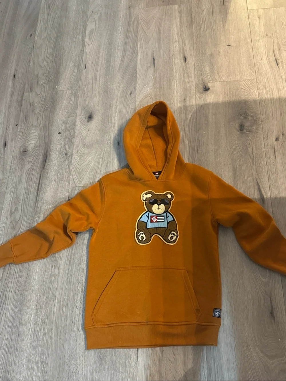 Kids Orange Bear Patch Hoodie - Unbranded